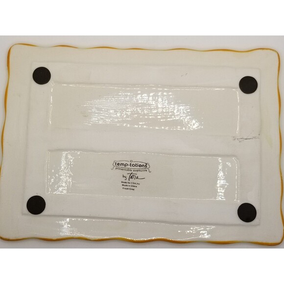 Fall Temptations by Tara Rectangle Tray Trivet Ceramic Pumpkin Autumn Acorn 6x9 - Picture 8 of 9